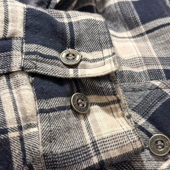 Dickies Mens XL Quilted Flannel Hooded Shacket Zip Navy Plaid Heritage Workwear - Picture 7 of 12